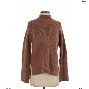 Brown Ribbed Knit Sweater
